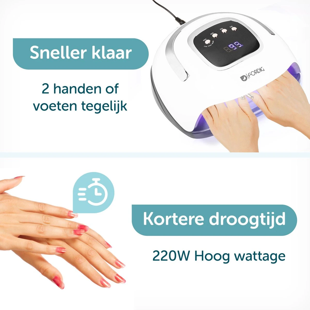 ForDig 220W Professionele Nageldroger Voor Gel Nagels - Nagellak Droger Met UV LED Lamp En Timer Voor Gelnagels - Nageldrogerlamp Met 57 LED Lampjes Voor Nagel Gellak - Geschikt Voor Manicure En Pedicure - Nagellakdroger Hard Gelpolish Builder 2 ForDig 220W Professionele Nageldroger Voor Gel Nagels - Nagellak Droger Met UV LED Lamp En Timer Voor Gelnagels - Nageldrogerlamp Met 57 LED Lampjes Voor Nagel Gellak - Geschikt Voor Manicure En Pedicure - Nagellakdroger Hard Gelpolish Builder - Afbeelding 2