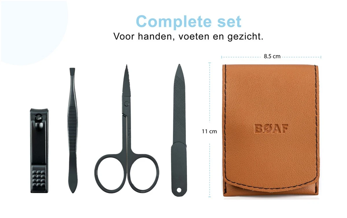 Merkloos Manicure Set - Travel Kit - Luxe 4-delige Set - Met Lederen Opbergetui - Voor Handverzorging - Voetverzorging - Gezichtsverzorging - Nagelschaartje 2 Merkloos Manicure Set - Travel Kit - Luxe 4-delige Set - Met Lederen Opbergetui - Voor Handverzorging - Voetverzorging - Gezichtsverzorging - Nagelschaartje - Afbeelding 2