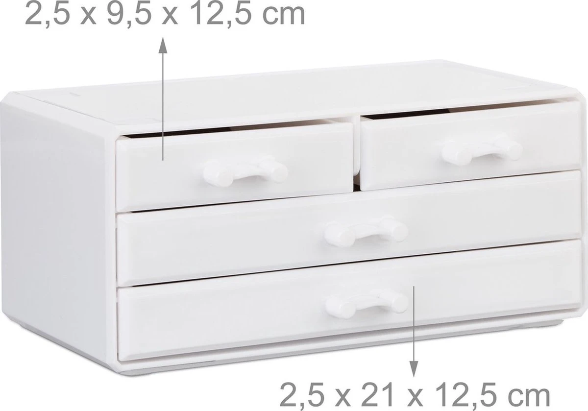 A&K 2in1 Make-up Organizer - 4 Lades Cosmetica Opbergdoos - Kaptafel - Wit 5 A&K 2in1 Make-up Organizer - 4 Lades Cosmetica Opbergdoos - Kaptafel - Wit - Afbeelding 5