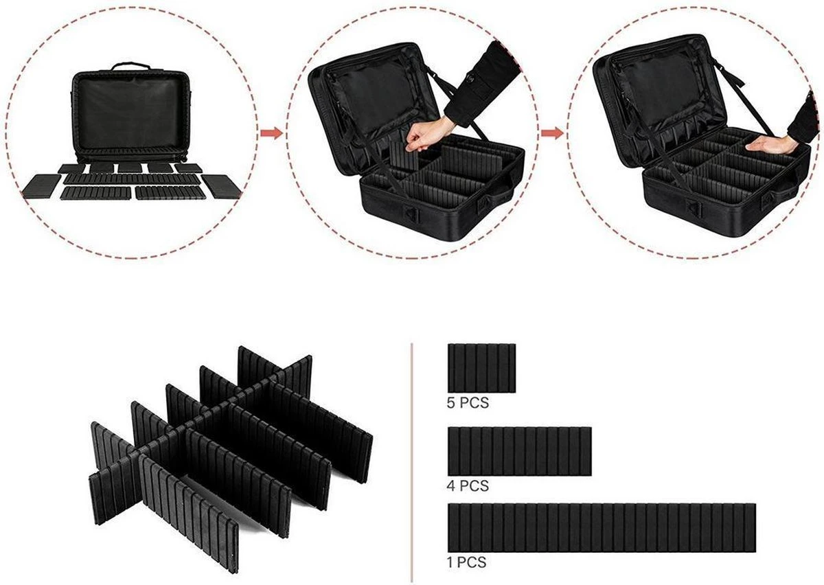 Visagie Kappers Koffer - Make Up Cosmetica Tas - Beauty Case - Groot 41 X 31 X 14 Cm 2 Visagie Kappers Koffer - Make Up Cosmetica Tas - Beauty Case - Groot 41 X 31 X 14 Cm - Afbeelding 2