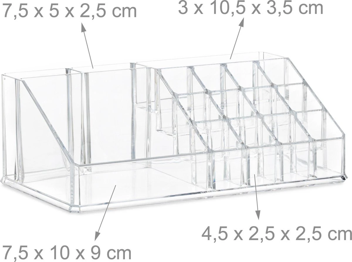 Relaxdays Make-up Organizer - Tweedelig - Cosmetica Opbergdoos - Transparant 9 Relaxdays Make-up Organizer - Tweedelig - Cosmetica Opbergdoos - Transparant - Afbeelding 9