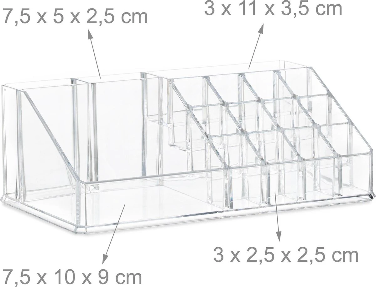 Relaxdays Make-up Organizer - Tweedelig - Cosmetica Opbergdoos - Transparant 10 Relaxdays Make-up Organizer - Tweedelig - Cosmetica Opbergdoos - Transparant - Afbeelding 10