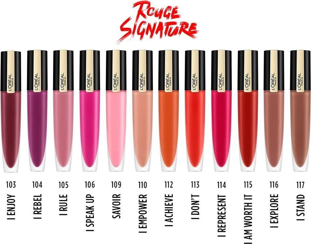 L'Oréal Paris Rouge Signature Lippenstift - 104 I Rebel - Paars - Matte Vloeibare Lipstick 8 L'Oréal Paris Rouge Signature Lippenstift - 104 I Rebel - Paars - Matte Vloeibare Lipstick - Afbeelding 8