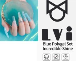 Elvi Polygel Starterskit -Complete Set Inc. USB UV/Led Mini Lamp-6x15g Polygel Kleuren Blauw - Nagelverlenging Polyacryl UV Nagellak-Quick Extension Temperature Color Changing Gel Blue Green -Cosmeticawinkel 1200x960 2
