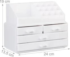 A&K 2in1 Make-up Organizer - 4 Lades Cosmetica Opbergdoos - Kaptafel - Wit 16 A&K 2in1 Make-up Organizer - 4 Lades Cosmetica Opbergdoos - Kaptafel - Wit -Cosmeticawinkel 1200x975 2