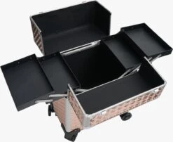 Koffer Gouden Kleur | Beautycase / Beautykoffer / Trolley Van Aluminium - 8 Wielen - Kapper Koffer - Tattoo Koffer - Nagel Koffer - Make-up Koffer -Cosmeticawinkel 1200x979