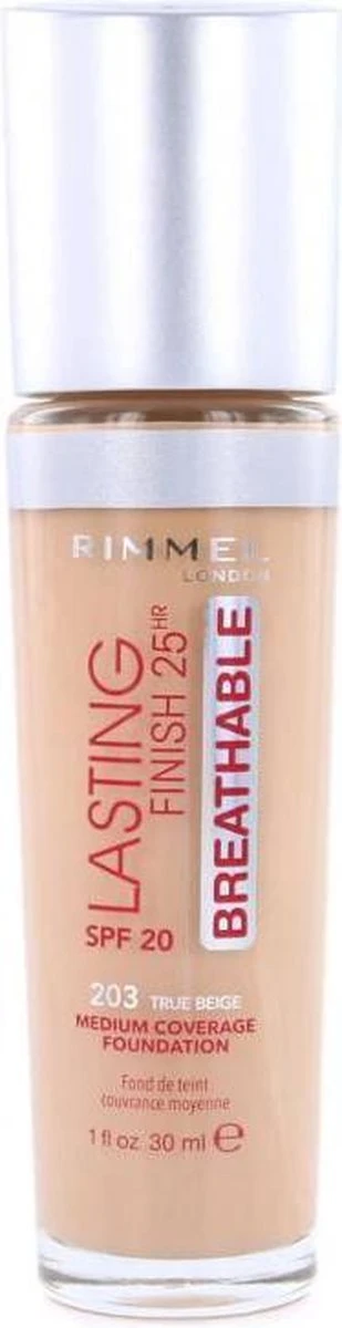 Rimmel London Rimmel Lasting Finish Breathable Foundation - 203 True Beige 3 Rimmel London Rimmel Lasting Finish Breathable Foundation - 203 True Beige - Afbeelding 3