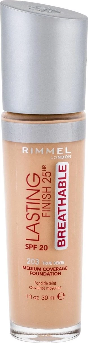 Rimmel London Rimmel Lasting Finish Breathable Foundation - 203 True Beige 4 Rimmel London Rimmel Lasting Finish Breathable Foundation - 203 True Beige - Afbeelding 4