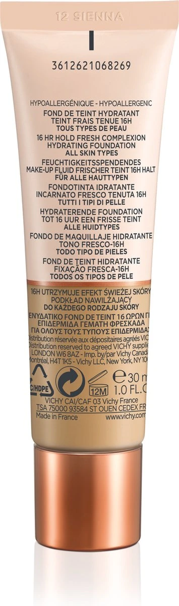 Vichy Minéralblend Foundation - 12 Sienna - 30ML - Natuurlijke Dekking 6 Vichy Minéralblend Foundation - 12 Sienna - 30ML - Natuurlijke Dekking - Afbeelding 6