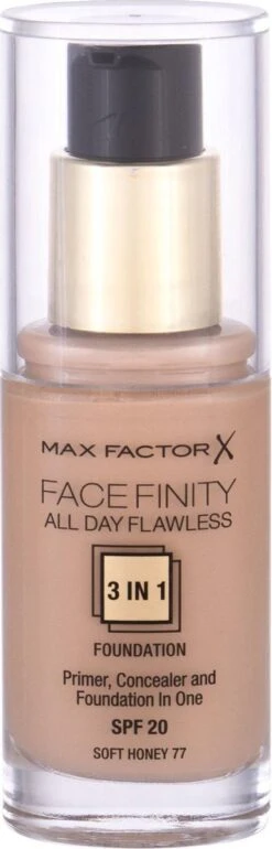 Max Factor Facefinity All Day Flawless 3-in-1 Liquid Foundation - 077 Soft Honey -Cosmeticawinkel 385x1200 1