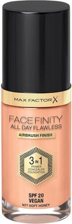 Max Factor Facefinity All Day Flawless 3-in-1 Liquid Foundation - 077 Soft Honey -Cosmeticawinkel 387x1200