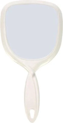 Merkloos Handspiegel Enkelzijdig - Spiegel Ø 13,5 Cm - 1X Vergrotend - Wit - Afmeting: 27,5 X 14 Cm.