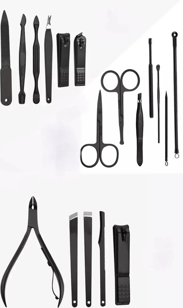 Without Lemon - Manicure Pedicure 18 In 1 Set - Nagel Trimmer Nagelschaar Bokkenpoot Nagelverzorging - Zwart Luxe Etui 3 Without Lemon - Manicure Pedicure 18 In 1 Set - Nagel Trimmer Nagelschaar Bokkenpoot Nagelverzorging - Zwart Luxe Etui - Afbeelding 3