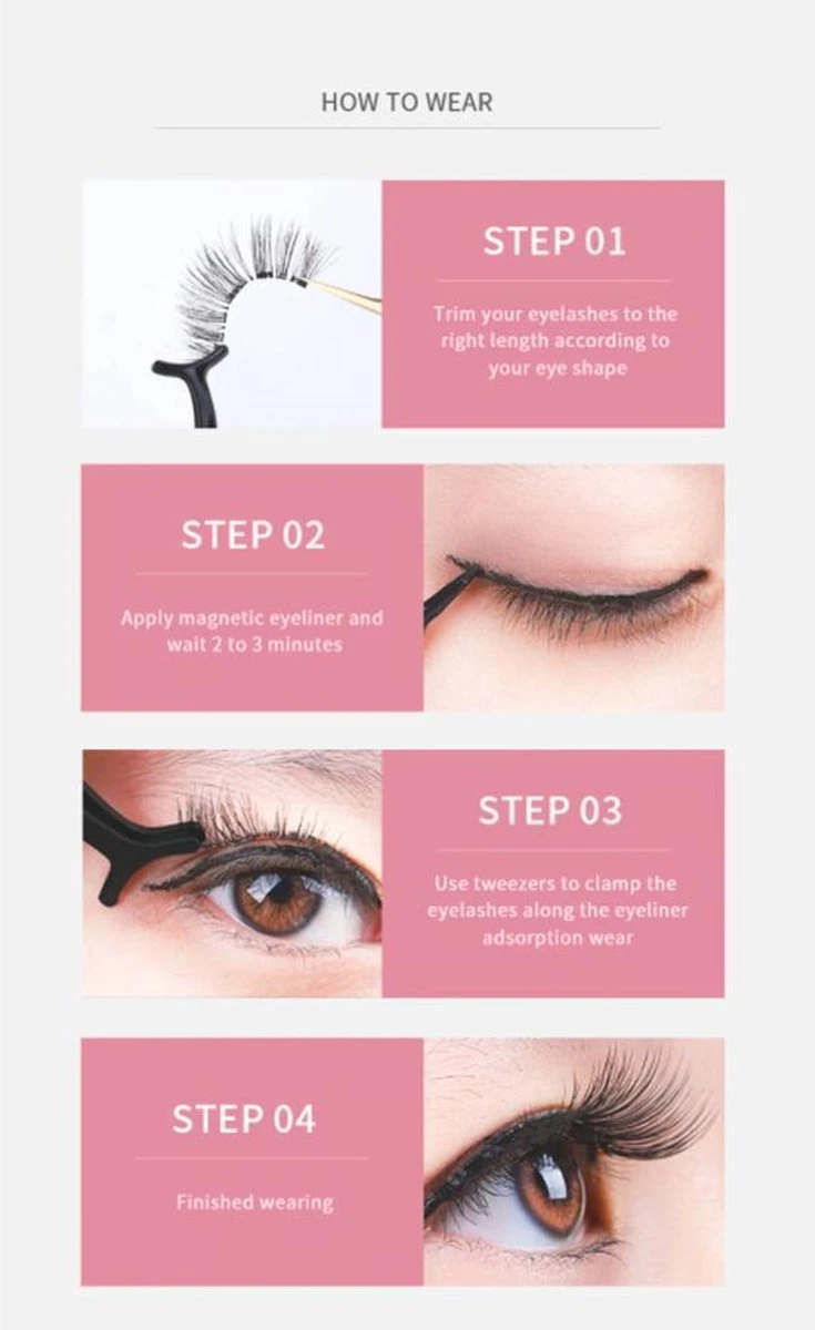 DW4Trading Magnetische Wimpers Met Eyeliner Set - Herbruikbaar - 5 Paar - Zwart 2 DW4Trading Magnetische Wimpers Met Eyeliner Set - Herbruikbaar - 5 Paar - Zwart - Afbeelding 2