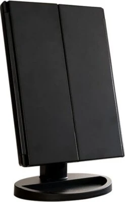 UNIQ Trifold Make Up Spiegel Met LED Verlichting En 2 Vergrootspiegels - Staande Spiegel - 21 LED-lampjes - Op Batterijen En USB (kabel Incl) - Zwart -Cosmeticawinkel 746x1200 4
