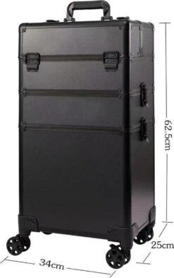 Beautycase / Beautykoffer / Trolley Voor Opbergen Van Uw Persoonlijke Verzorgingsproducten In 3 In 1 Van Aluminium - Bekleed Zwart Fluweel - 8wielen - Kapper - Tattoo - Nagel - Visagie - Make-up - Cosmetica - Schmink - Beauty Case / Beauty Koffer -Cosmeticawinkel 755x1200 4