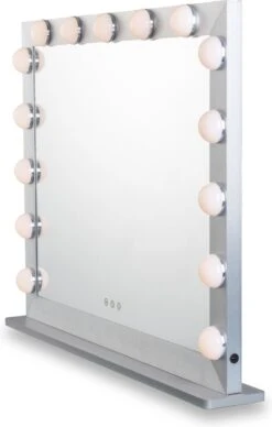 Hollywood Spiegel Met Led Verlichting | Zilver | VIVO Make Up Spiegel | 70*54cm | Spiegel Voor Kaptafel