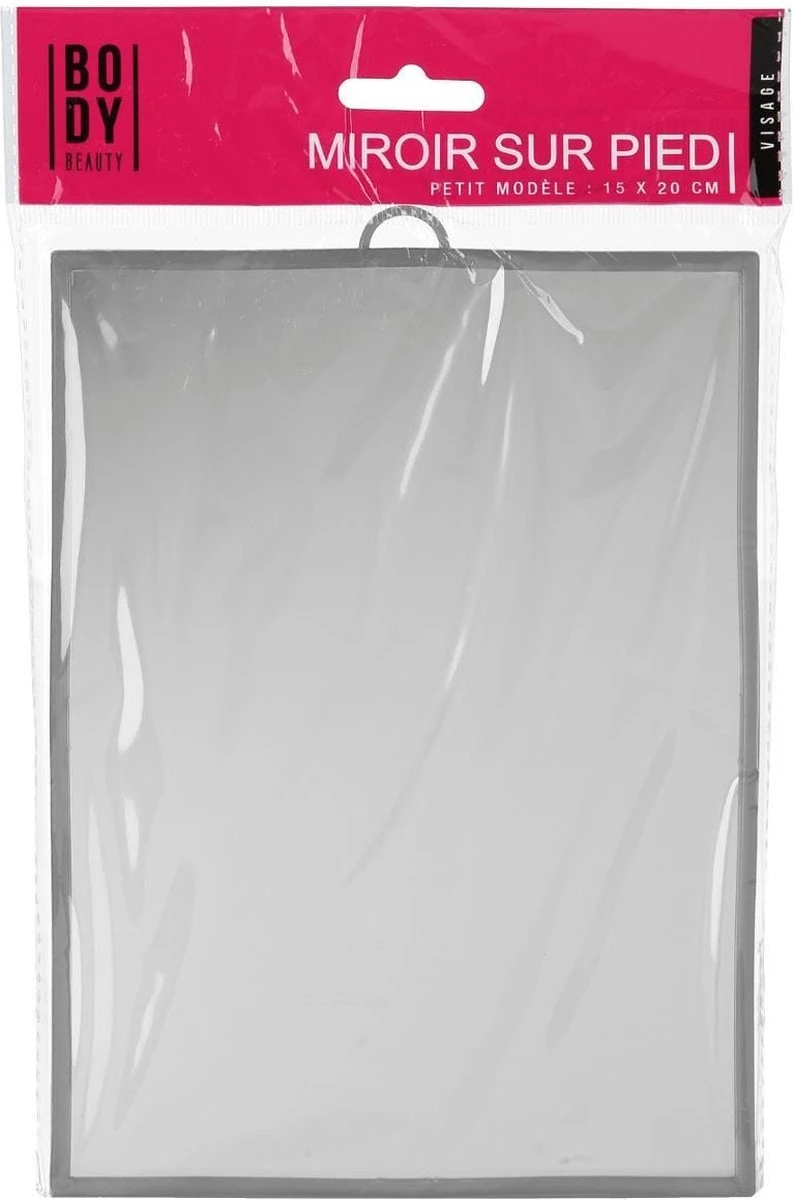 Basic Make-up Spiegel/scheerspiegel Op Standaard Kunststof 18 X 24 Cm Grijs - Badkamer/kaptafel Opmaakspiegels 3 Basic Make-up Spiegel/scheerspiegel Op Standaard Kunststof 18 X 24 Cm Grijs - Badkamer/kaptafel Opmaakspiegels - Afbeelding 3