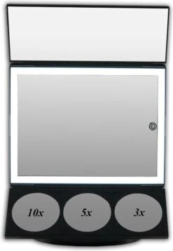 GROTE, Drieluik LED Make-up Spiegel Touch Knop En Dimmer 1, 3, 5 En 10 Maal Vergroting Inclusief Usb Kabel, Spiegels -Cosmeticawinkel 829x1200 5
