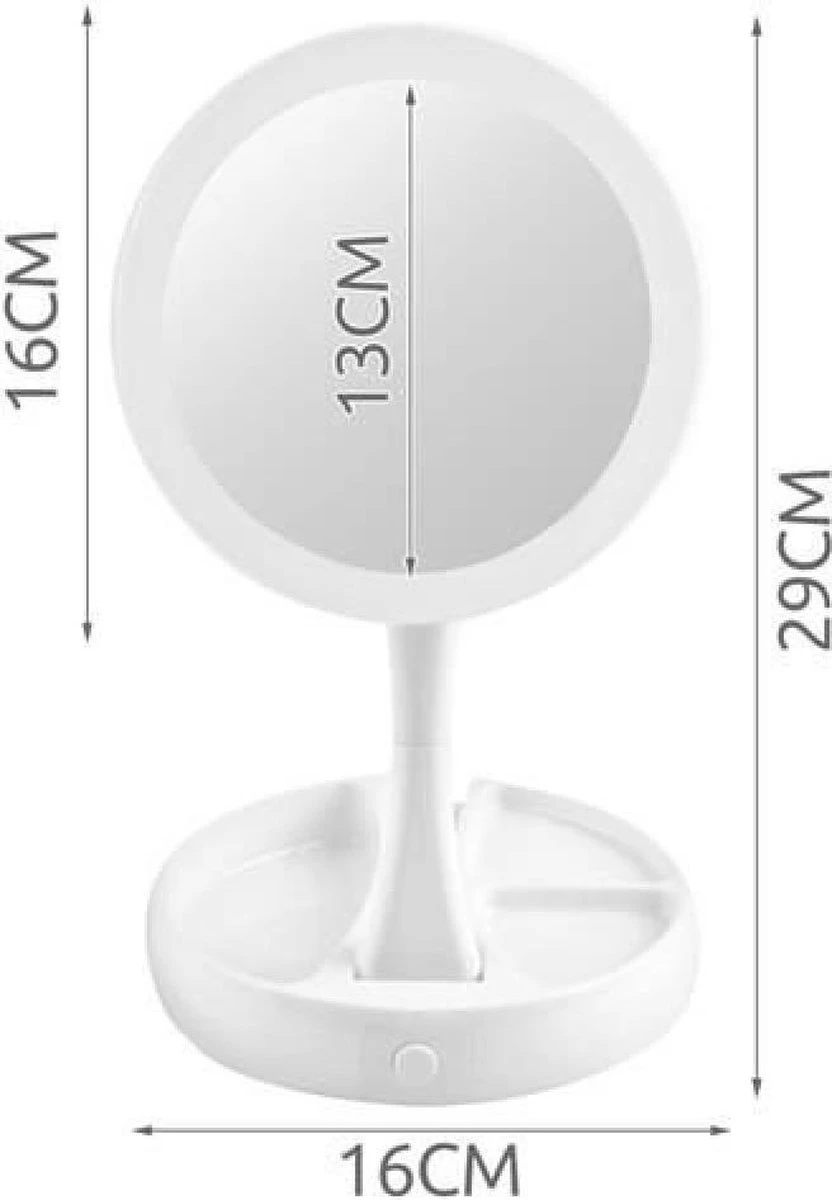 Dubbelzijdige Make Up Spiegel - Scheerspiegels Met LED Verlichting - Met USB Kabeltje - Vergroot Spiegel 1 Dubbelzijdige Make Up Spiegel - Scheerspiegels Met LED Verlichting - Met USB Kabeltje - Vergroot Spiegel