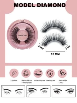 Nepwimers Zonder Lijm | Magnetische Wimpers | Eyeliners | Diamond Wimpers | Pincet | Wimperset | Model Diamond | Fake Lashes | M5 Lashes Diamond Set | Herbruikbare Wimpers | 3D Wimpers | Kit | Waterbestendig | Natuurlijke Wimpers | Waterproof -Cosmeticawinkel 899x1200 5