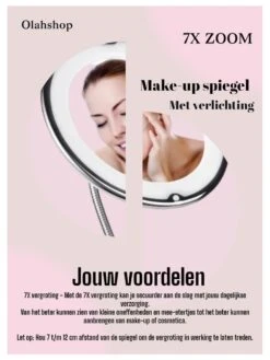 Make-Up Spiegel - 7X Vergroting - LED Licht - Make Up Spiegel Met Verlichting - Vergrootspiegel Met Zuignap - Exclusief Baterijen(Niet Ingegrepen 3AAA)3AAA -Cosmeticawinkel 900x1200 20