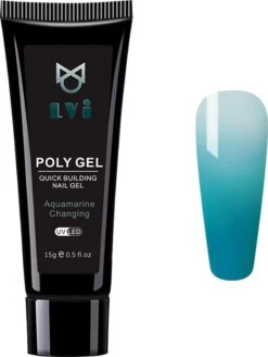 Elvi Polygel Starterskit -Complete Set Inc. USB UV/Led Mini Lamp-6x15g Polygel Kleuren Blauw - Nagelverlenging Polyacryl UV Nagellak-Quick Extension Temperature Color Changing Gel Blue Green -Cosmeticawinkel 905x1200 2