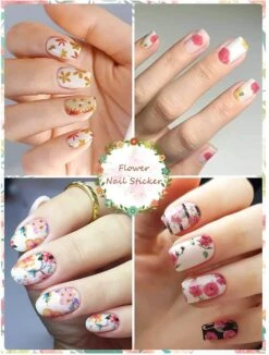 GUAPÀ® Nagelstickers & Nail Wraps - Nail Art - Nagel Folie - Diverse Kleuren Nail Wrap - 14 Vellen Nagelstickers | Bloemen Nagelstickers | Nagellak Folie -Cosmeticawinkel 909x1200