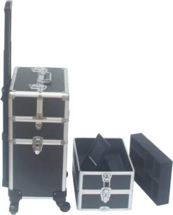 VDD Aluminium Visagie Kappers Koffer Trolley - Make-up Schmink Nagel Koffer Trolley - Zwart -Cosmeticawinkel 965x1200 4