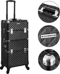 Merkloos Trolley, Make-up Koffer, Cosmetische Koffer, Voor Nageldesign, Make-up Organizer, Koffer Met Draagtas, Zwart JHZ04B -Cosmeticawinkel 970x1200 2