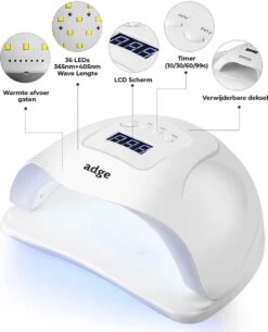 Adge - 54W LED Nageldroger Voor Gelnagels - Geschikt Voor ALLE Nagel Gellak - 36 LEDs - Met Timer -Cosmeticawinkel 972x1200 4