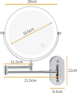 360° Draaibaar LED Scheerspiegel Met 5X Vergroting - 3 Lichtstanden - Dimstanden - Badkamerspiegel Met Natuurlijk Licht - Make-up Spiegel - Draadloos - Werkt Op Batterijen -Cosmeticawinkel 990x1200 2